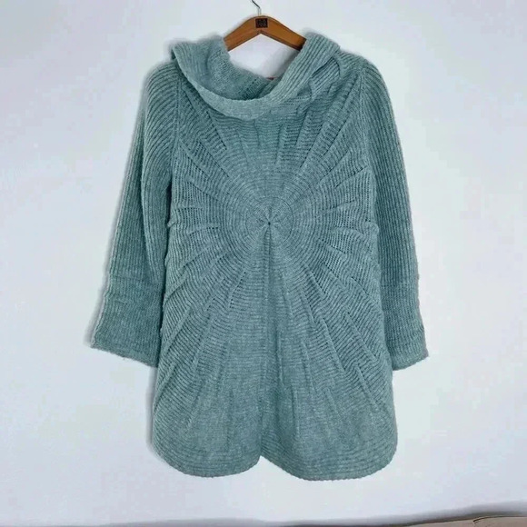 Anthropologie Dikton's Wool Light Blue Swirl Knit Cardigan Women's Size M - Picture 5 of 8